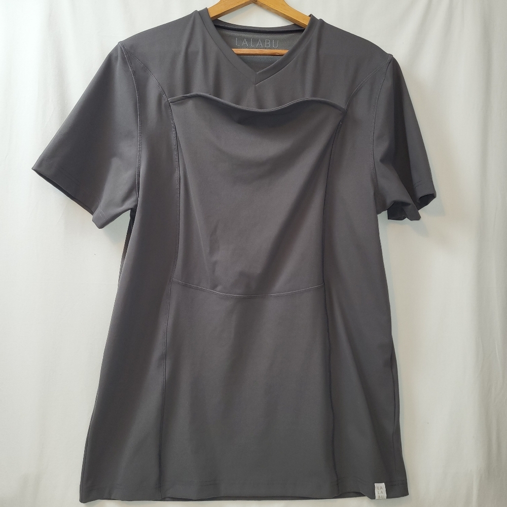 LALABU Dad Shirt Short‎ Sleeve V Neck Men's Size XL Gray